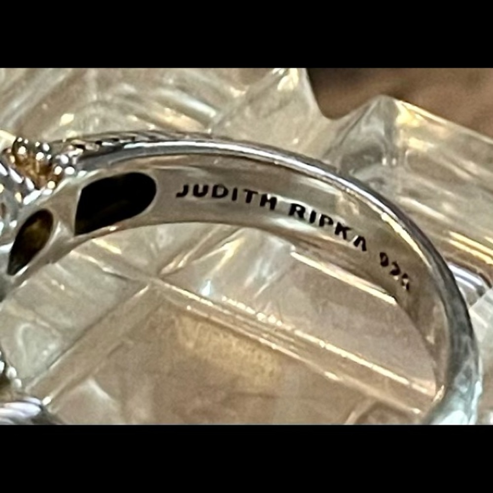 Judith Ripka Silver Ring with Clear Square and Round Stones - Picture 6 of 6